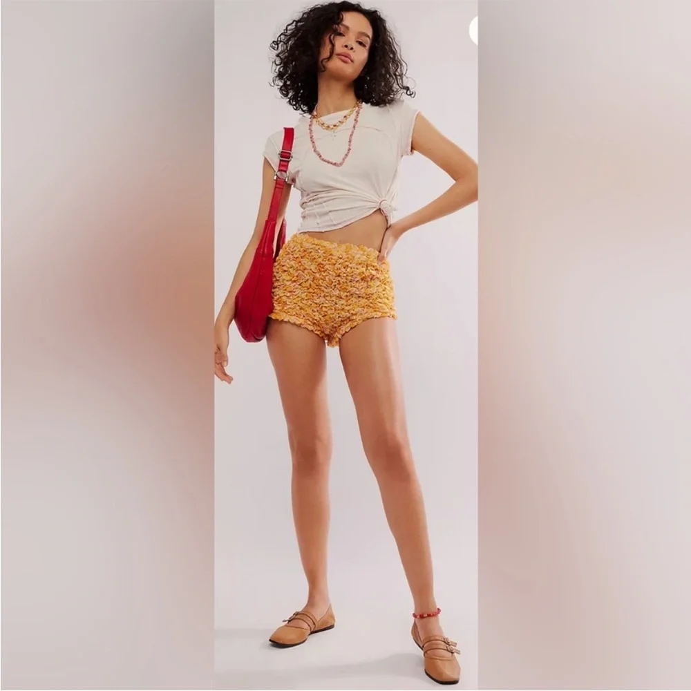 Free People Scrunch It Up Shorts sunset punch sz L - Picture 2 of 6